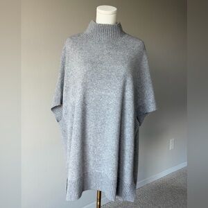 Isaac Mizrahi Live! Cashmere Elegant Mockneck Gray Women's Poncho Sweater- XL/1X